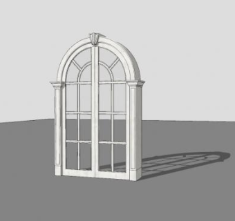 欧式简易半圆窗户窗口SU模型下载_sketchup草图大师SKP模型