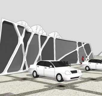 异形景观墙雕塑小品SU模型下载_sketchup草图大师SKP模型