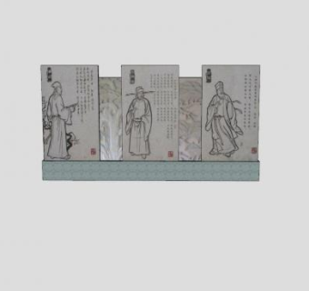 中式风格景古文化墙围墙设计SU模型下载_sketchup草图大师SKP模型