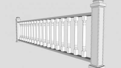 欧式栏杆柱围栏SU模型下载_sketchup草图大师SKP模型