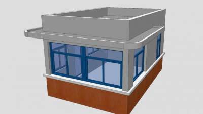 门卫保安室岗亭SU模型下载_sketchup草图大师SKP模型