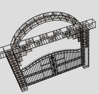 欧式精品铁艺门SU模型下载_sketchup草图大师SKP模型