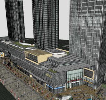 一个不错的商业综合体建筑设计SU模型下载_sketchup草图大师SKP模型