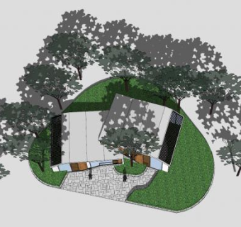 厕所洗手间公共厕所公园景观SU模型