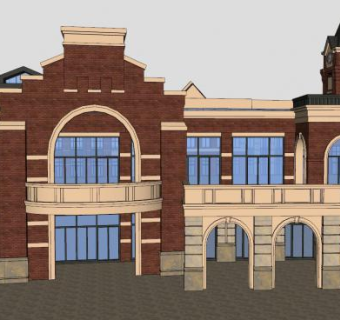 欧式商业街石库门景区SU模型下载_sketchup草图大师SKP模型