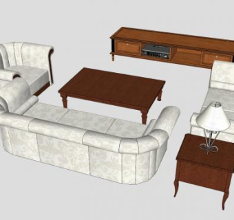 欧式风格沙发组合SU模型下载_sketchup草图大师SKP模型