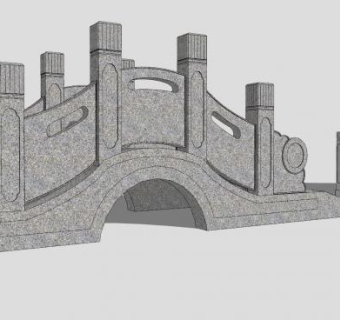 中式桥石桥SU模型下载_sketchup草图大师SKP模型