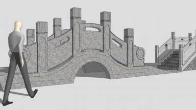 中式桥石桥SU模型下载_sketchup草图大师SKP模型