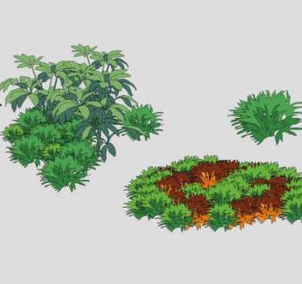 灌木花草植物群落SU模型下载_sketchup草图大师SKP模型