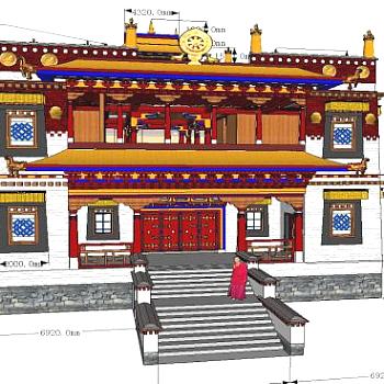 佛教寺庙设计模型SU模型下载_sketchup草图大师SKP模型