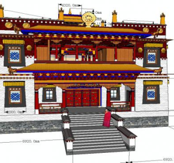 佛教寺庙设计模型SU模型下载_sketchup草图大师SKP模型