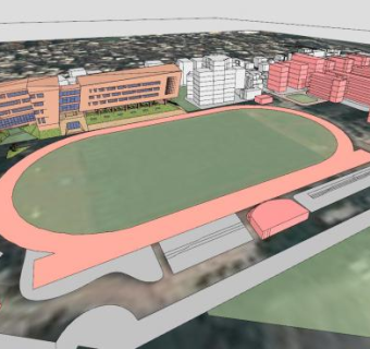 厦门乐安中学体育馆艺术楼定角度创意楼房SU模型下载_sketchup草图大师SKP模型