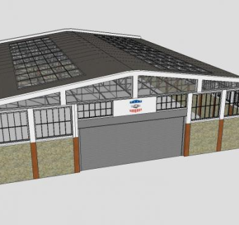 工厂房子车间厂区SU模型