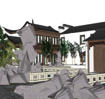 别墅苏式园林风格SU模型