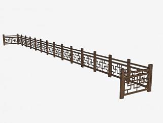 中式古典花园景观护栏围栏SU模型下载_sketchup草图大师SKP模型