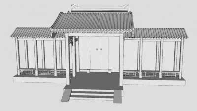 四合院垂花门清式风格SU模型下载_sketchup草图大师SKP模型