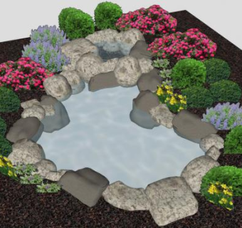 水景庭院景观SU模型