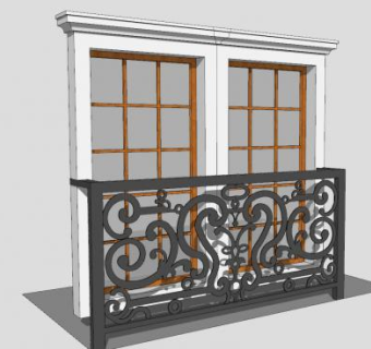 欧式建筑铁艺栏杆护栏SU模型下载_sketchup草图大师SKP模型