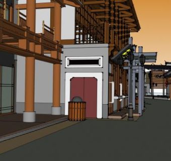 古典徽派商业街SU模型下载_sketchup草图大师SKP模型