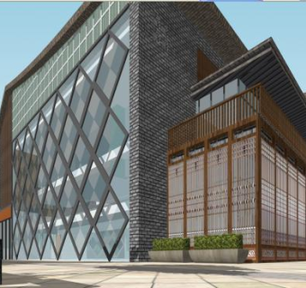 洛带客家文化茶文化中式商业街SU模型