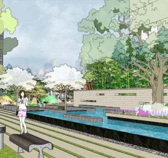 现代园林公园景观SU模型