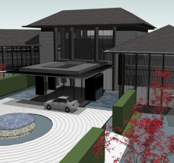 财富高尔夫会所方案现代中式SU模型下载_sketchup草图大师SKP模型