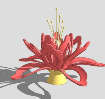 红色花雕塑雕像SU模型下载_sketchup草图大师SKP模型