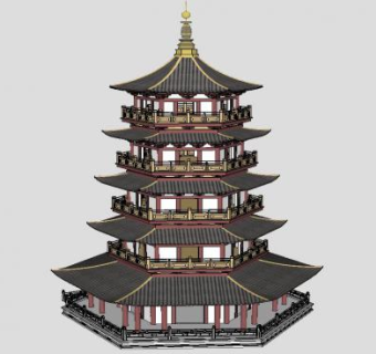 塔宝塔古建纪念建筑物SU模型下载_sketchup草图大师SKP模型
