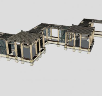 折叠型廊架景观SU模型下载_sketchup草图大师SKP模型