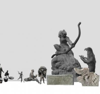 景观雕塑雕像铜SU模型下载_sketchup草图大师SKP模型