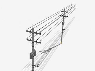 精细的高压电线杆电力杆SU模型下载_sketchup草图大师SKP模型
