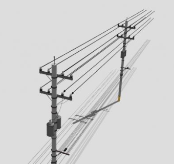 精细的高压电线杆电力杆SU模型下载_sketchup草图大师SKP模型