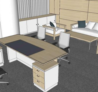 室内家装办公室设计SU模型下载_sketchup草图大师SKP模型