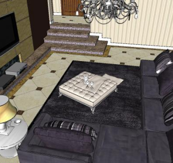 简欧室内家装别墅SU模型下载_sketchup草图大师SKP模型