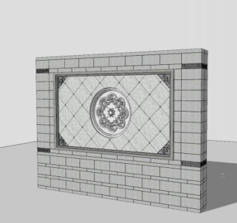 彩陶区景墙围墙SU模型下载_sketchup草图大师SKP模型