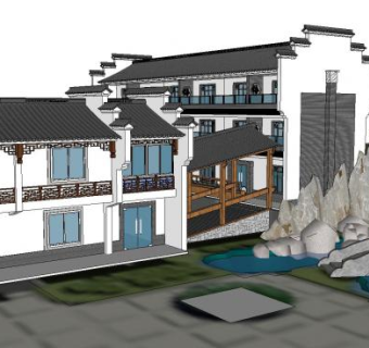 徽派古建古代名居SU模型下载_sketchup草图大师SKP模型