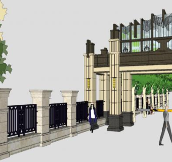 欧式风格大门岗亭保安亭SU模型下载_sketchup草图大师SKP模型
