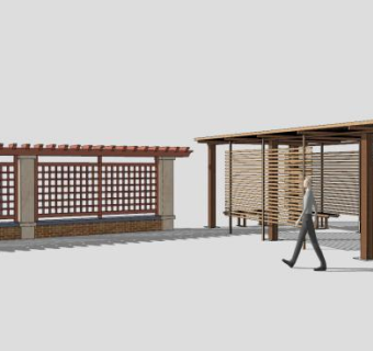 廊架景观现代风格SU模型