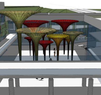 雕塑小品景观廊架建筑SU模型下载_sketchup草图大师SKP模型