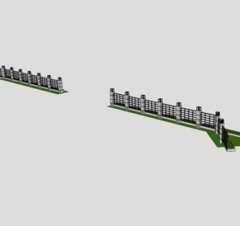 大门入口围墙栏杆齐哥围栏SU模型下载_sketchup草图大师SKP模型