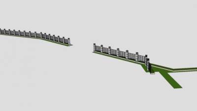 大门入口围墙栏杆齐哥围栏SU模型下载_sketchup草图大师SKP模型