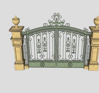 铁艺门围墙铁艺门SU模型下载_sketchup草图大师SKP模型