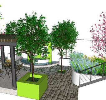 小区景观园林绿化SU模型