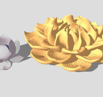 莲花写实雕塑SU模型下载_sketchup草图大师SKP模型