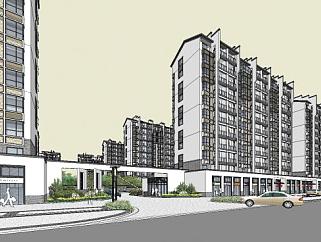 中式小区住宅规划SU模型