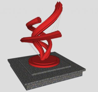 红色螺旋雕塑SU模型下载_sketchup草图大师SKP模型