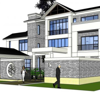 曾庆功同学独立别墅建筑设计SU模型下载_sketchup草图大师SKP模型