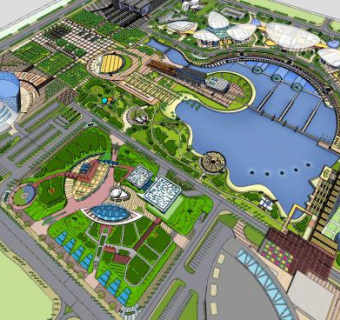 超强概念风商业中心总体规划商业规划SU模型