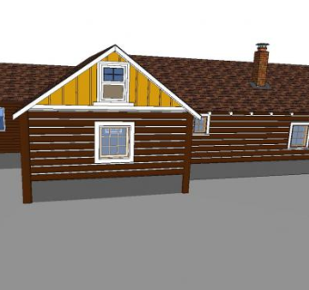 防腐木木屋别墅建筑SU模型下载_sketchup草图大师SKP模型