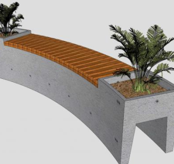 景观座椅 带植物SU模型下载_sketchup草图大师SKP模型